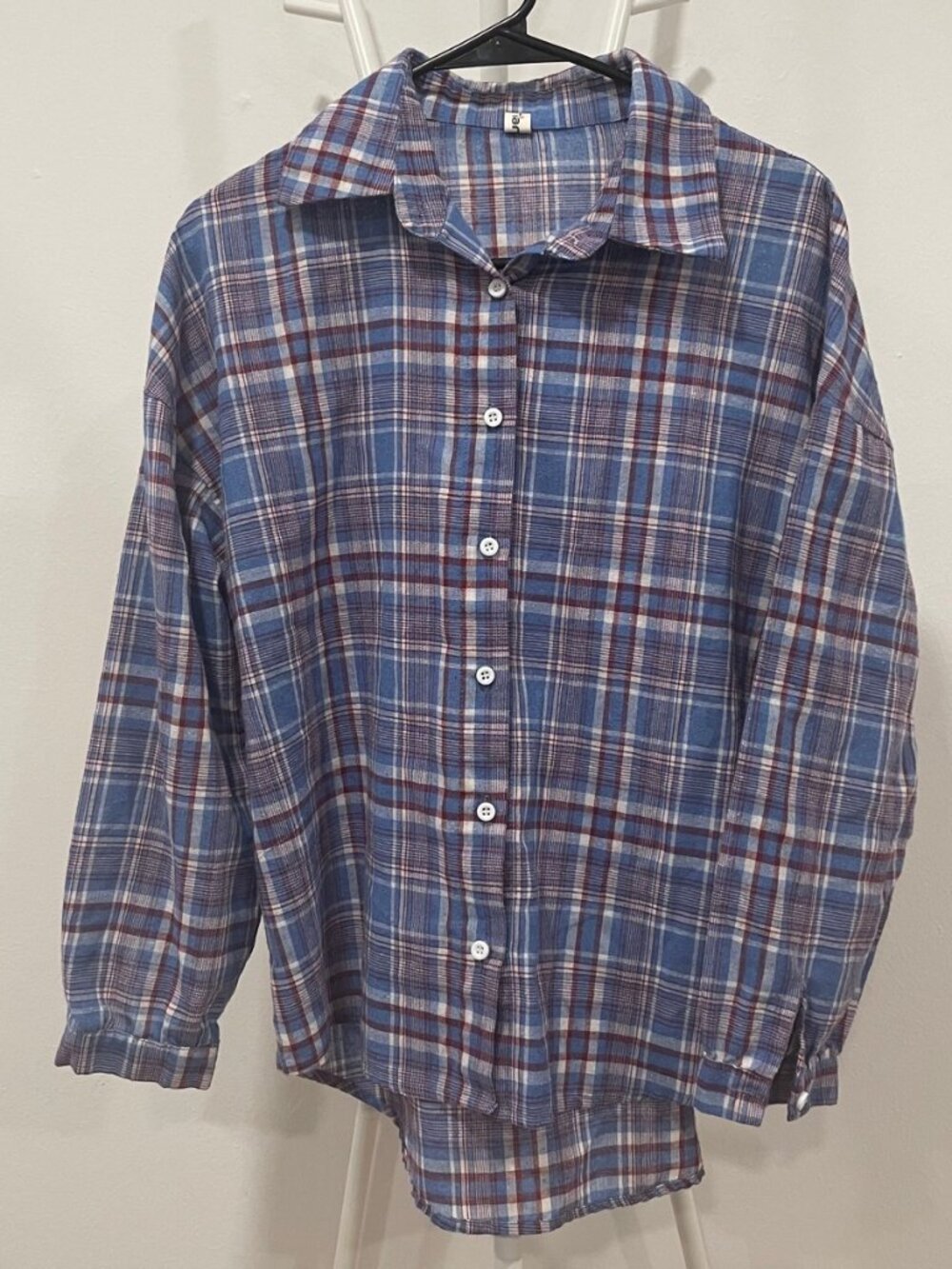 Blue Red and White Plaid Shirt - Size S